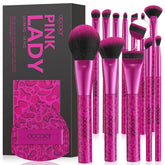 docolor Makeup Brushes 12PCS Pink Leopard Makeup Brush Set Premium Synthetic Foundation Powder Concealers Eyeshadow Blush Make Up Brushes with 1PC Large Powder Puffs