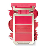 Morphe Cheek Thrills Multi-Finish Face Trio - Blush for Cheeks with Cream, Balm, and Powder Finishes - Buildable Monochromatic Face Palette for Glow and Dimension - Cabana Club (0.38 oz)