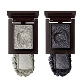 Pressed Single Eyeshadow Makeup, Sparkle Highly Pigmented Monochrome Eye Shadow Palette, Waterproof Neutral Powder, sombras para ojos, Lightweight Blendable, #03 Smoky Gray+#05 Ink Black