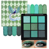 Erinde Green Eyeshadow Palette, 9 Colors Bright Dark Green Shimmer Matte Metallic Glitter Eye Shadow Palettes, Forest Emerald Lime Pallet Kit for Cosplay Parties Christmas Halloween SFX
