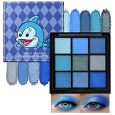 Erinde Blue Eyeshadow Palette, 9 Colors Gray Navy Blue Shimmer Matte Metallic Glitter Eye Shadow Palettes, High-Pigment Eye Makeup Pallet Kit for Cosplay Parties Christmas Halloween SFX