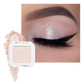 Pear White Glitter Eyeshadow Palette Single, Pearl Shimmer Sparkle Cream Eye Shadow Palette Makeup for Older Women, Brightener High Pigment Long Lasting Monochrome Mini Eyeshadow