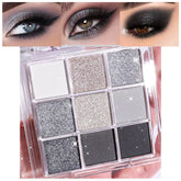 CAKAILA Black Silver Gray Smokey Eyeshadow Palette,Black and White and Sparkly Eye Shadow,Black Smokey Radiance Eyeshadow Palette,Long Lasting Waterproof Womens Eyeshadow Dark