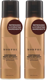 Morphe Continuous Prep & Set Setting Spray - Hydrating Setting Spray for Makeup & Skin Prep - Enriched with Ceramides and Antioxidants for a Radiant Finish (2.8 oz) (Pack of 2)