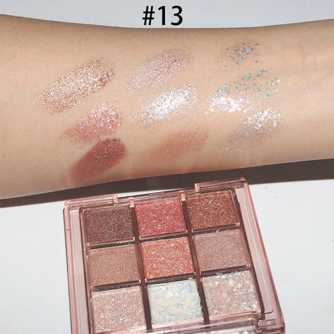CAKAILA 9Color Pink White Golden Brown Warm Glitter Colorful Eyeshadow Palette Makeup,Korean Natural Neutral Rainbow palettes Highly Pigmented Naturing-Looking Long Lasting Waterproof Blendable
