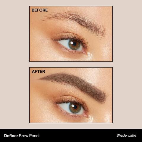 Morphe Definer Dual-Ended Brow Pencil & Spoolie - Eyebrow Pencil with Precision Slanted Tip for Shaping, Defining & Filling - Smooth, No-Tug Formula - Latte (0.003 oz)