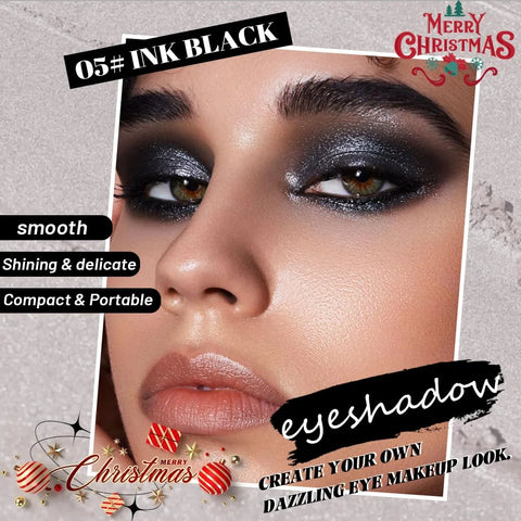 Pressed Single Eyeshadow Makeup, Sparkle Highly Pigmented Monochrome Eye Shadow Palette, Waterproof Neutral Powder, sombras para ojos, Lightweight Blendable, #03 Smoky Gray+#05 Ink Black