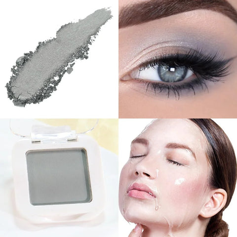 Dusty Grey Single Matte Eyeshadow Makeup, Neutral Powde Eye Shadow for Older Women, Smoky Gray Grey Matte Singles Eyeshadow Palette Pigmented Waterproof Monochrome Mini