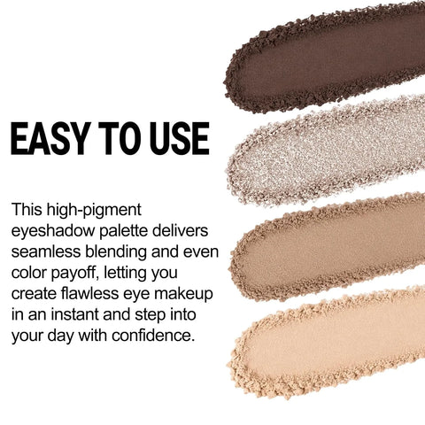 Erinde 4 Colors Eyeshadow Palette, Light Nude Taupe Shades Matte & Shimmer Eye Shadow Palettes, Long Lasting Blendable Mini Eye Shadow for Older Women, Ultra Pigmented Neutral Eyeshadow Palette, 03