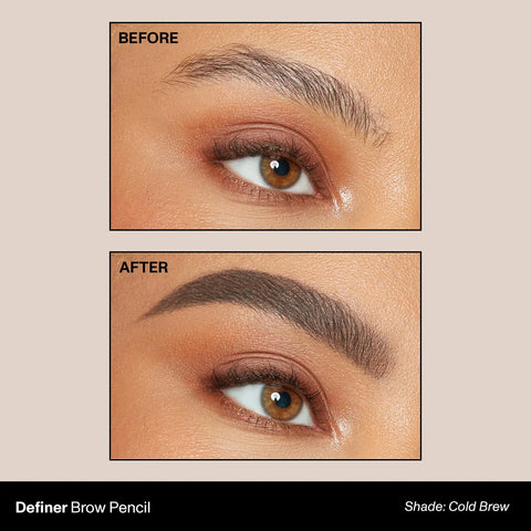 Morphe Definer Dual-Ended Brow Pencil & Spoolie - Eyebrow Pencil with Precision Slanted Tip for Shaping, Defining & Filling - Smooth, No-Tug Formula - Cold Brew (0.003 oz)