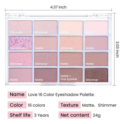 CAKAILA 16Colors Light Purple Pink Brown Nude Basics Matte Eyeshadow Palette,Eye Shadow Travel Makeup Palette all in one Long Lasting Waterproof,Great for Travel Gift Kit