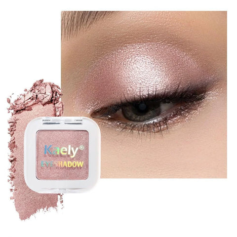 Dusty Pink Champagne Single Eyeshadow Palette, Rose Gold Ice Pink Nude Glitter Cream Eye Shadow Palette Makeup for Older Women, Brightener High Pigment Long Lasting Monochrome Mini Eyeshadow