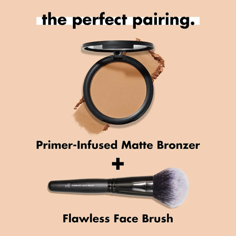 e.l.f. Primer-infused Bronzer, Long-Wear, Matte, Bold, Lightweight, Blends Easily, Contours Cheeks, Forever Sun Kissed, All-Day Wear, 0.35 Oz