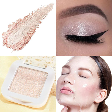 Pear White Glitter Eyeshadow Palette Single, Pearl Shimmer Sparkle Cream Eye Shadow Palette Makeup for Older Women, Brightener High Pigment Long Lasting Monochrome Mini Eyeshadow