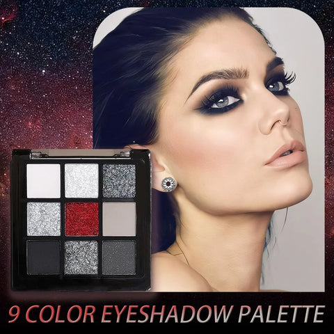 CAKAILA Smokey Black Red Eyeshadow Palette,9 Colors Dark Shimmer Matte Metallic Makeup Pallet,Make Up Kit for Halloween Parties Christmas Joker Vampire Clown,Long Lasting Waterproof