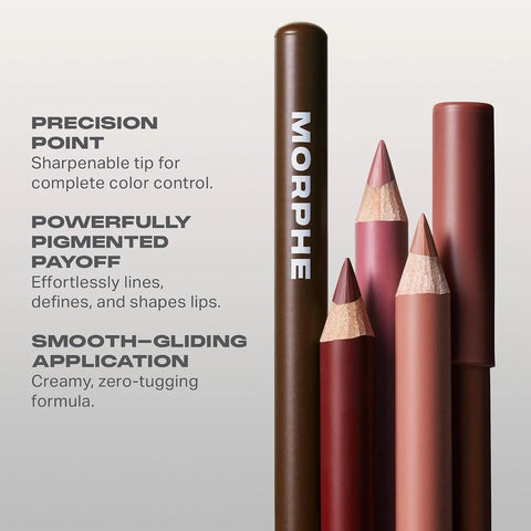 Morphe Signature Lip Liner Pencil - Creamy, Long Lasting Definer for Precise Shaping and Filling - Lip Makeup Essential with Smooth Glide - Professional Lipliner Pencil - Makeup Talk (0.05 oz)