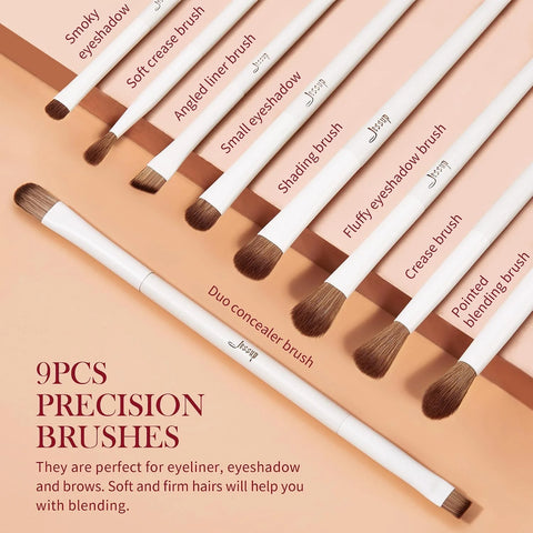 Jessup Makeup Brushes 14Pcs Makeup Brush Set Premium Synthetic Powder Foundation Contour Blush Concealer Eye Shadow Blending Liner Make Up Brush Kit Light Grey with Gift Box, T329-G