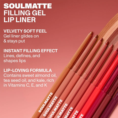 MORPHE Soulmatte Gel Lip Liner - Creamy Lip Pencil with a Matte Formula - Precision Contour Pencil with Sweet Almond & Tea Seed Oil for Long-Lasting Definition - First Kiss (0.007 oz)