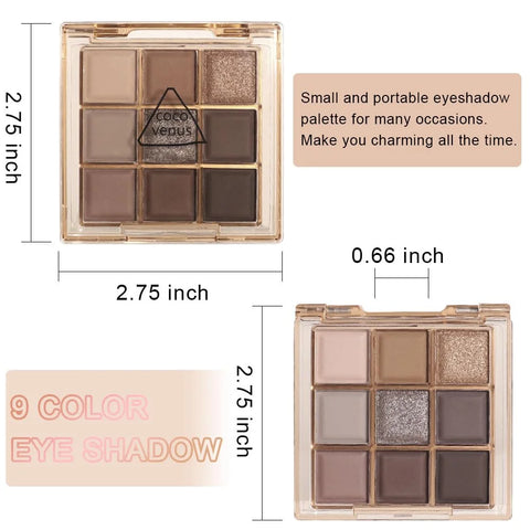 CAKAILA 9 Colors Nude Eyeshadow Palette Makeup,Taupe Bronze Brown Matte Cream Eye Shadow,Natural Neutral Eyeshadow Palette Nude
