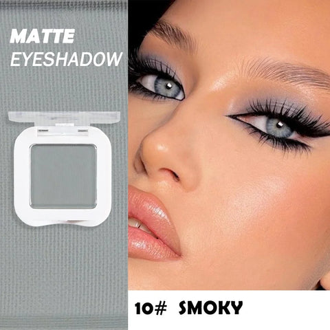 Dusty Grey Single Matte Eyeshadow Makeup, Neutral Powde Eye Shadow for Older Women, Smoky Gray Grey Matte Singles Eyeshadow Palette Pigmented Waterproof Monochrome Mini