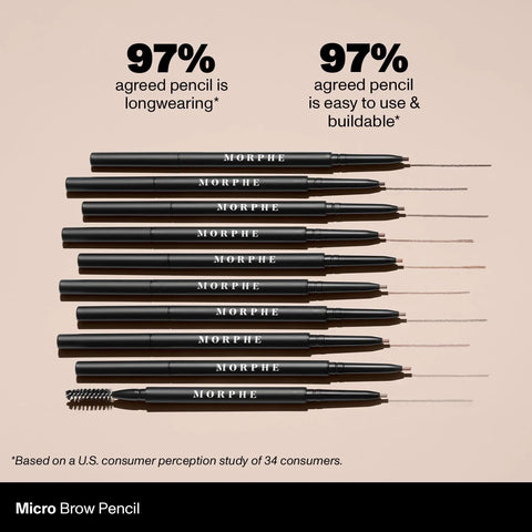 Morphe Micro Dual Eyebrow Pencil - Dual-Ended Brow Pencil Featuring a Retractable, Ultra-Precise, Pointed Tip - Richly Pigmented, Smooth-Gliding, Long-Lasting Wax Formula - Almond (0.003 oz)