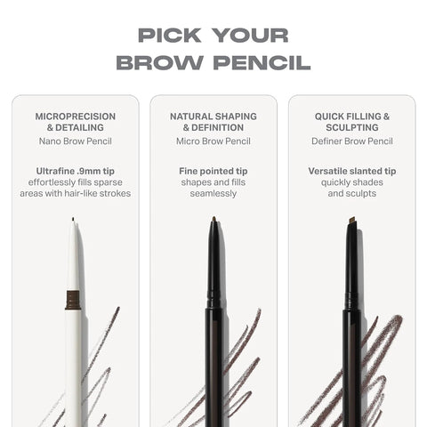 Morphe Nano Brow Pencil - Ultrafine Eyebrow Pencil for Hairlike Strokes - Precision Eye Makeup with Spoolie Brush for Natural Definition and Long-Lasting Wear - Chocolate Mousse (0.001 oz)