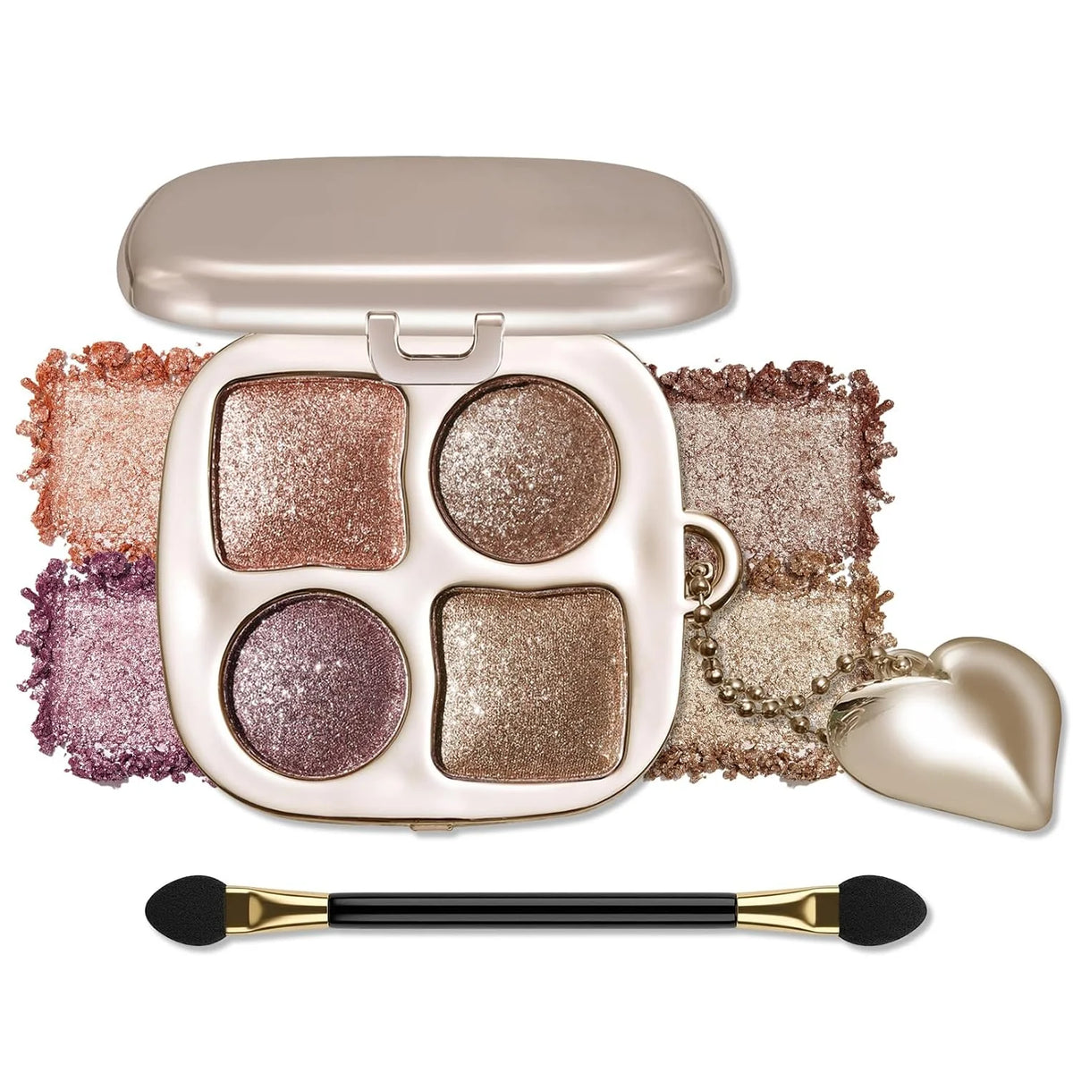 Erinde Metallic Bronze Purple Eyeshadow Palette with Mirror, Shimmer High Pigment Eye Shadow, Blendable Long-Lasting Everyday Eye & Contour Makeup Palette, Perfect for Blue, Green & Brown Eyes