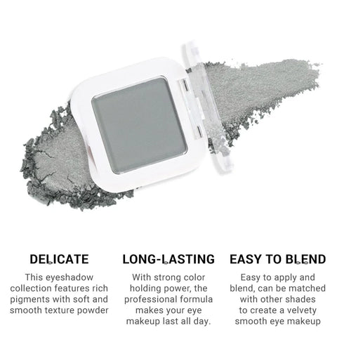 Dusty Grey Single Matte Eyeshadow Makeup, Neutral Powde Eye Shadow for Older Women, Smoky Gray Grey Matte Singles Eyeshadow Palette Pigmented Waterproof Monochrome Mini