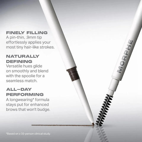 Morphe Nano Brow Pencil - Ultrafine Eyebrow Pencil for Hairlike Strokes - Precision Eye Makeup with Spoolie Brush for Natural Definition and Long-Lasting Wear - Chocolate Mousse (0.001 oz)