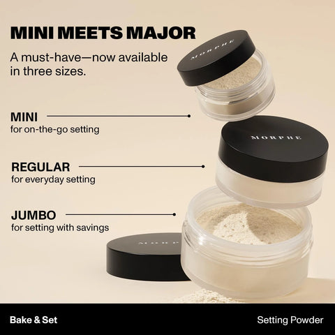 Morphe Bake & Set Translucent Setting Powder - Lightweight, Talc-Free Finishing Powder for Face Makeup with a Soft, Natural Finish - Minimizes Shine for Up to 24HR - Translucent Rich (0.31 oz)