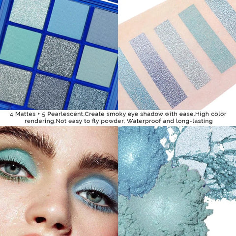 CAKAILA Sapphire Blue Smoky Eye Shadow Palette,Navy Royal Blue Green Goth Natural Eyeshadow Palette,Waterproof,Long Lasting Naturing-Looking