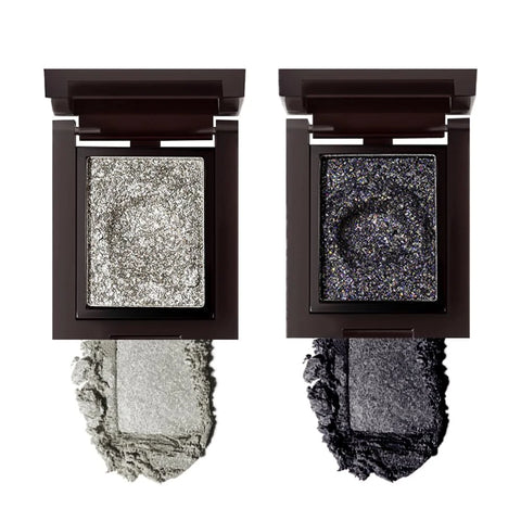 Pressed Single Eyeshadow Makeup, Sparkle Highly Pigmented Monochrome Eye Shadow Palette, Waterproof Neutral Powder, sombras para ojos, Lightweight Blendable, #03 Smoky Gray+#05 Ink Black