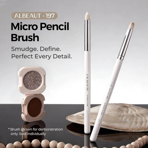 Albeaut Small Eyeshadow Brush, Soft Firm Pencil Brush with Precise Point, Eyeliner Smudge Tool, Delicate Areas Eye Shadow Applicator for Inner Eye & Different Eye Shape (197 Micro Pencil)