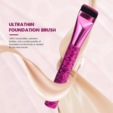 docolor Makeup Brushes 12PCS Pink Leopard Makeup Brush Set Premium Synthetic Foundation Powder Concealers Eyeshadow Blush Make Up Brushes with 1PC Large Powder Puffs