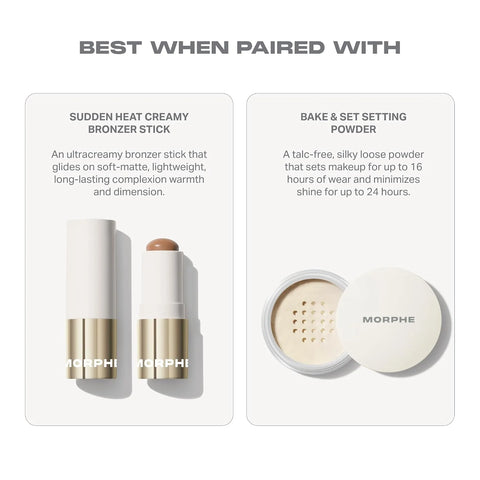 Morphe Cheek Thrills Multi-Finish Face Trio - Blush for Cheeks with Cream, Balm, and Powder Finishes - Buildable Monochromatic Face Palette for Glow and Dimension - Wine & Dine (0.38 oz)