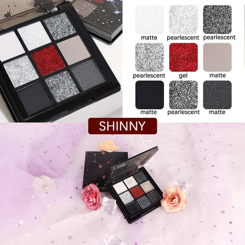 CAKAILA Smokey Black Red Eyeshadow Palette,9 Colors Dark Shimmer Matte Metallic Makeup Pallet,Make Up Kit for Halloween Parties Christmas Joker Vampire Clown,Long Lasting Waterproof