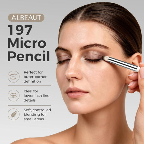 Albeaut Small Eyeshadow Brush, Soft Firm Pencil Brush with Precise Point, Eyeliner Smudge Tool, Delicate Areas Eye Shadow Applicator for Inner Eye & Different Eye Shape (197 Micro Pencil)