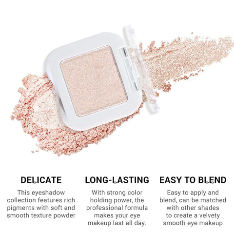 Pear White Glitter Eyeshadow Palette Single, Pearl Shimmer Sparkle Cream Eye Shadow Palette Makeup for Older Women, Brightener High Pigment Long Lasting Monochrome Mini Eyeshadow