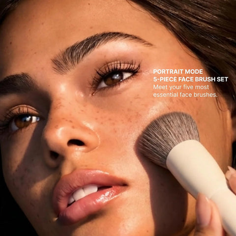 Morphe Portrait Mode 5 Piece Makeup Brush Set - Professional Makeup Brushes for Foundation, Concealer, Powder, Bronzer - Expertly Engineered Face Brush Kit for Smooth, Streak-Free Application (5 ct)