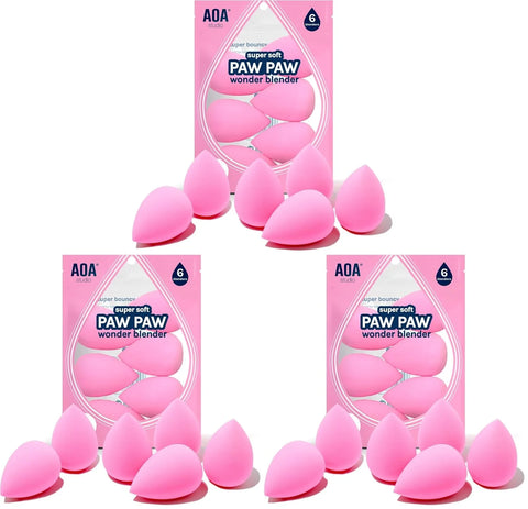AOA Studio Collection makeup Sponge Set Latex Free and High-definition Set of 6 makeup Wonder blender For Powder Cream and Liquid, Super Soft Wonder Beauty Cosmetic (Pack of 3)