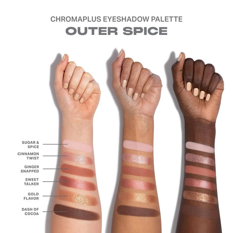 Morphe ChromaPlus 6-Pan Eyeshadow Palette - High Pigment Eye Makeup with Shimmer, Matte & Metallic Eye Shadow - Neutral Eyeshadow Makeup Collection for All-Day Wear - Outer Spice (0.26 oz)