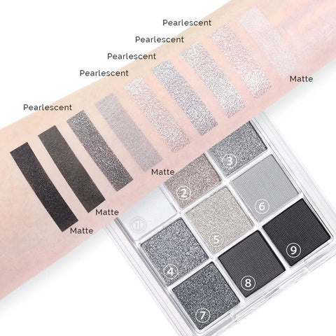 CAKAILA Black Silver Gray Smokey Eyeshadow Palette,Black and White and Sparkly Eye Shadow,Black Smokey Radiance Eyeshadow Palette,Long Lasting Waterproof Womens Eyeshadow Dark