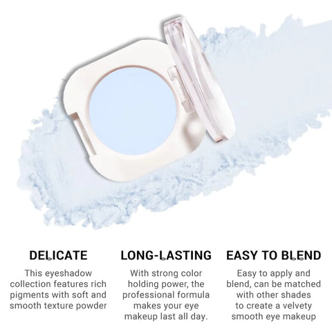 Light White Blue Single Matte Eyeshadow Makeup, Cream to Powder Monochrome Eye Shadow for Older Women, Daily Evening Girls Eyeshadow Palette Gift, sombras para ojos, Mini Vegan Travel Eye, #14