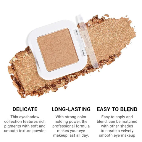 Gold Eye Shadow Palette Single Makeup for Older Women, Gold Bronze Copper Brown Shimmer Glitter Sparkly Metallic Cream Eyeshadow Palette, Brightener High Pigment Monochrome Mini Eyeshadow
