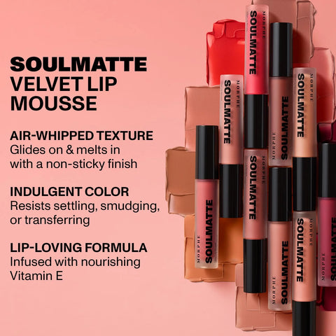 Morphe Soulmatte Velvet Lip Mousse - Air-Whipped Matte Lipstick for Women with Vitamin E to Hydrate, Soften & Smooth - Provides Long Lasting & Velvety Formula - Bella (0.13 Fl Oz)