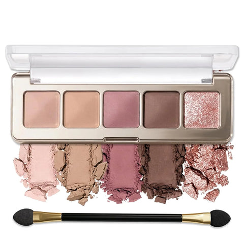 Erinde Beige Dusty Mauve Smoky Brown Champagne Eyeshadow Palette, Matte & Shimmer Nude Neutral Eye Shadow Palettes Blendable Long-Lasting Eye & Contour Makeup Palette for Blue, Green Brown Eyes, 02