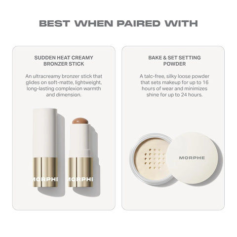 Morphe Cheek Thrills Multi-Finish Face Trio - Blush for Cheeks with Cream, Balm, and Powder Finishes - Buildable Monochromatic Face Palette for Glow and Dimension - Cabana Club (0.38 oz)