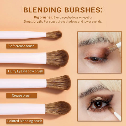 Jessup Precision Makeup Brushes 10Pcs Eye Makeup Brush Set Premium Synthetic Eyeshadow Concealer Eyeliner Eyebrow Blending Highlight Brush, Light Grey T330