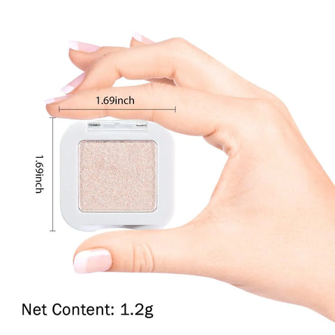Pear White Glitter Eyeshadow Palette Single, Pearl Shimmer Sparkle Cream Eye Shadow Palette Makeup for Older Women, Brightener High Pigment Long Lasting Monochrome Mini Eyeshadow
