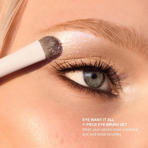 Morphe Eye Want It All 7 Piece Eye Makeup Brushes - Professional Makeup Brush Set and Brow Kit for Eyeshadow, Eyeliner, Smudging, Blending - Professional Make Up Tools (7 ct)